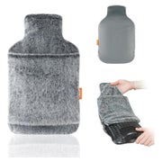 Samply Wärmflasche 2L mit kuscheligem Kunstfellbezug und Handtasche
