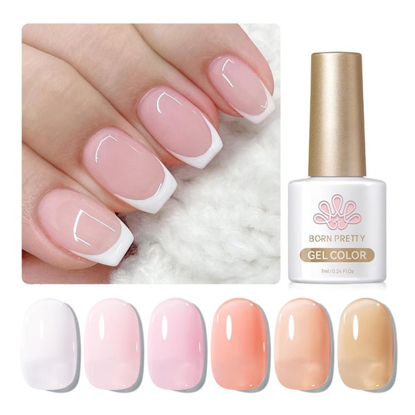 Nagellack UV Gel Set French Transparent 6PCS Milch-Gelee Nud 1 St