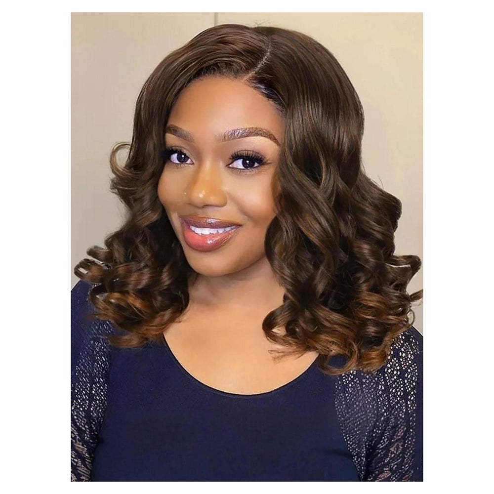 Perücke Kurz Locken Synthetisch Bodywave Spitzen 16 Zoll M-4 1 St