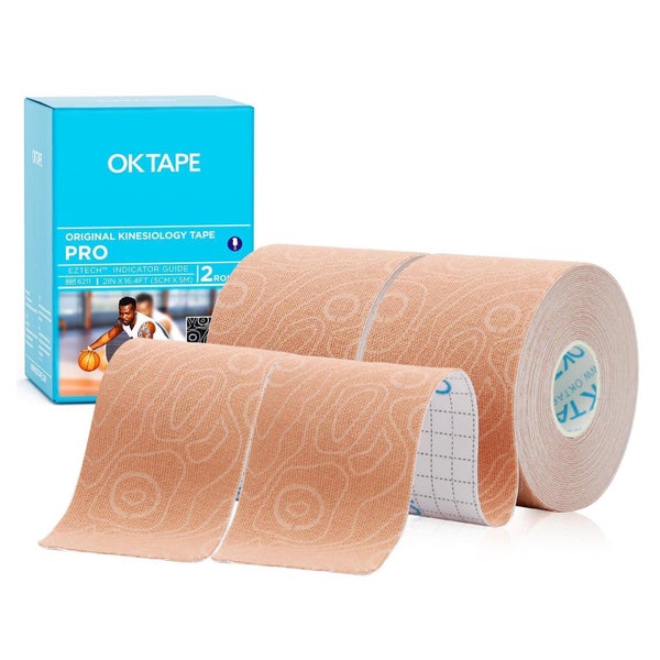 OK TAPE Pro Kinesiologie Tape (2 Rollen, 5cm x 5m) - Wasserfest &