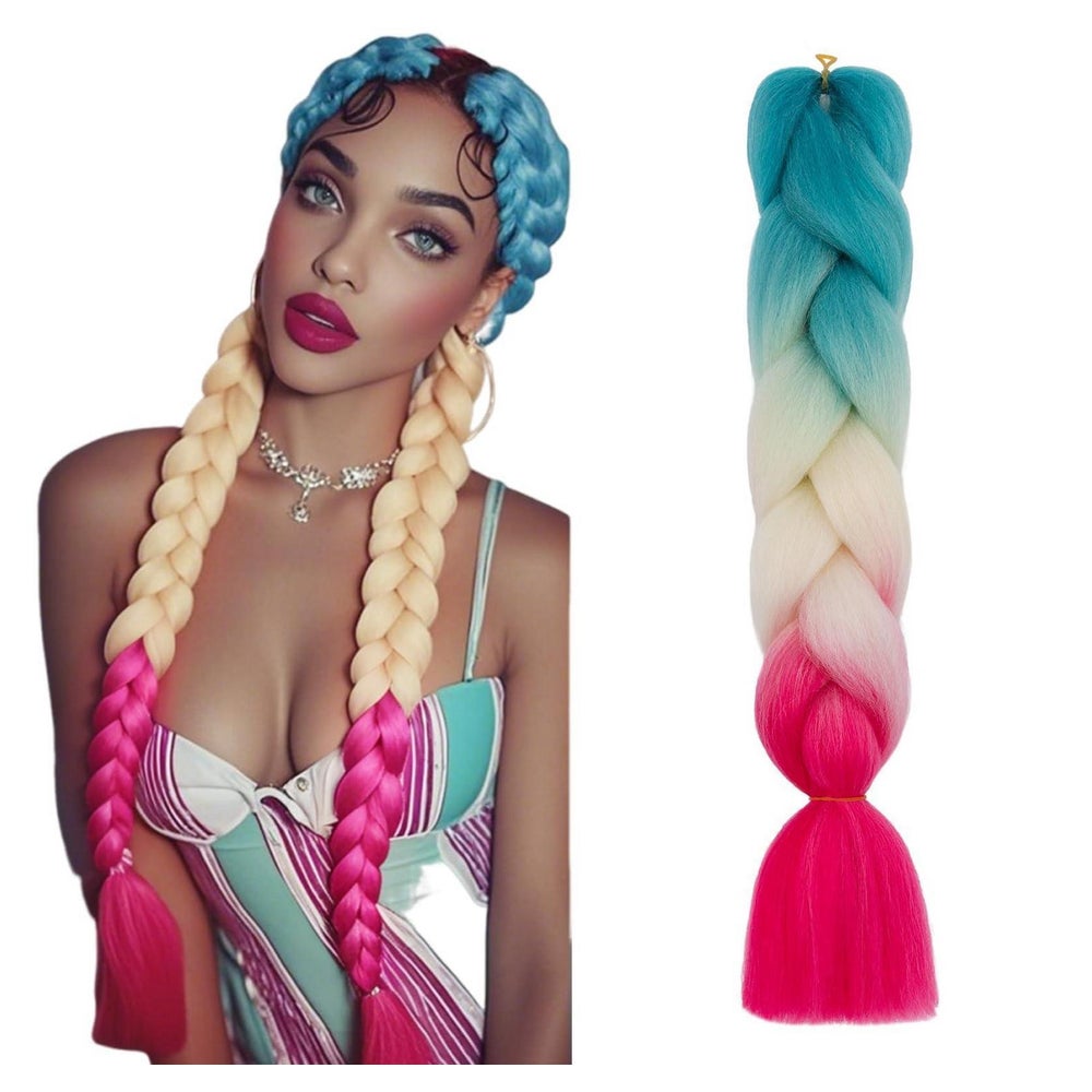 Haarverlängerung Braids 60 CM (Pack of 1) Grün zu Blond zu R 1 St