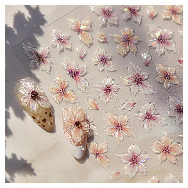 Nagelsticker 3D Blumen selbstklebend Frühling Sommer 1 Blatt 1 St