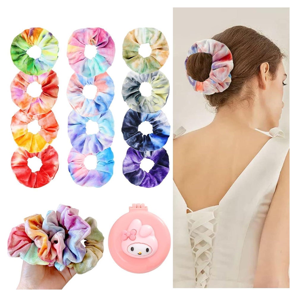 12 Stück Mädchen Scrunchies Samt Haargummis Set Tie-dye Haar 1 St