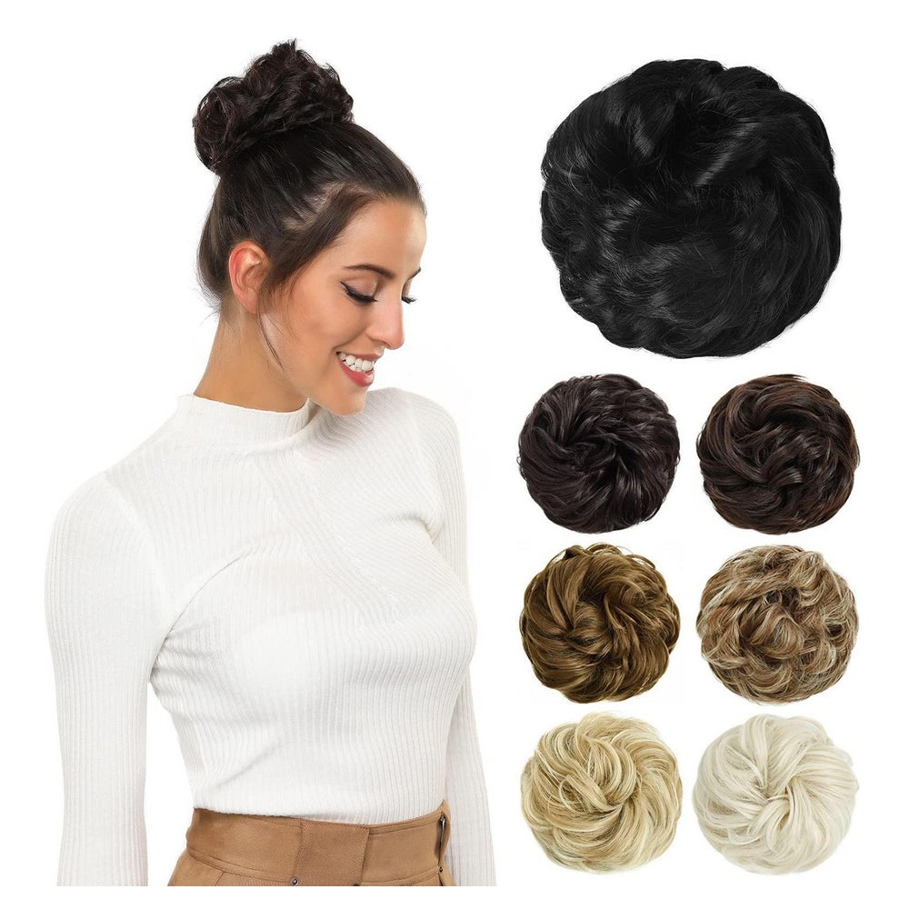 Dutt Haarteil Gummiband Gelockt Messy Bun Pferdeschwanz 1# T 1 St