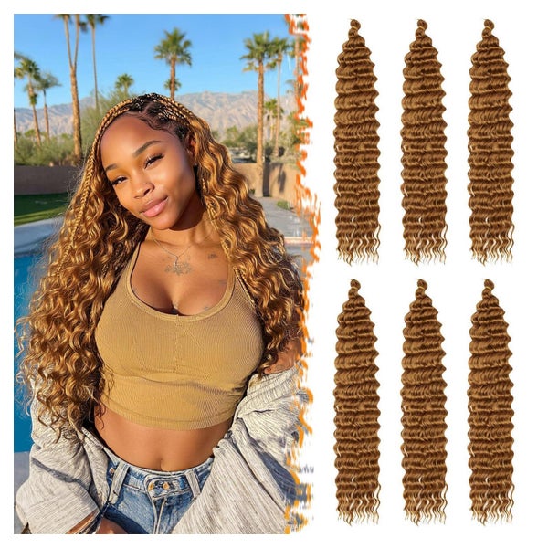 Crochet Braids 6 Packs Deep Wave Synthetik 55cm 30# Helles A 1 St