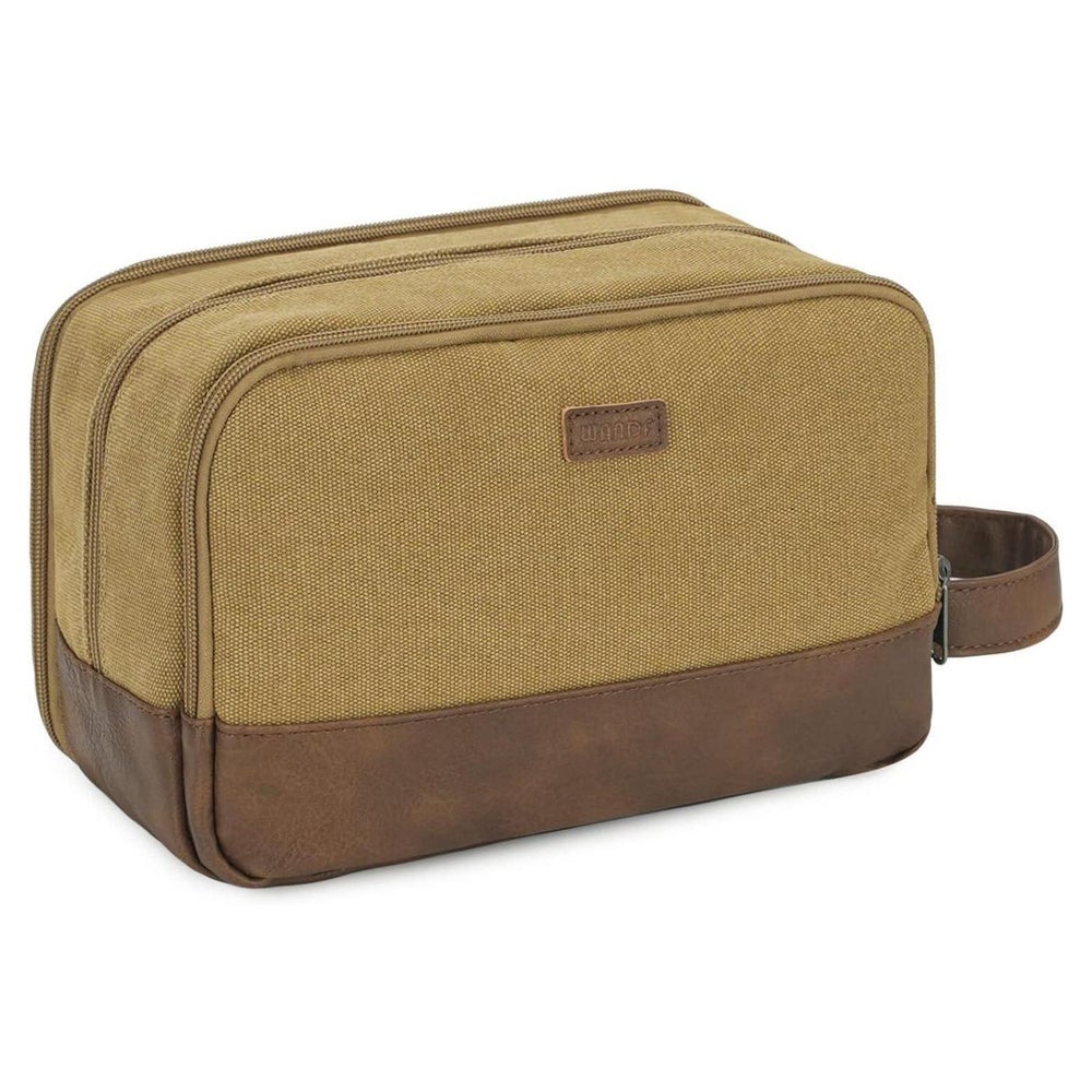 Kulturtasche Herren Reise Canvas Doppkit Ledertasche Khaki B 1 St