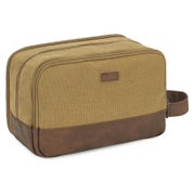 Kulturtasche Herren Reise Canvas Doppkit Ledertasche Khaki B 1 St