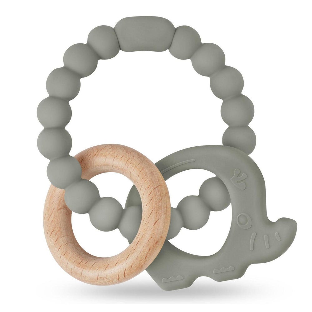 Beißring für Babys aus Silikon und Holz BPA frei 1 St