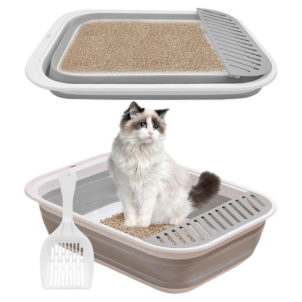 Katzentoilette flach groß faltbar Schaufel 53*40*13.5CM Grau 1 St