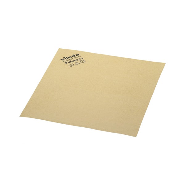 Vileda Professional PVAmicro Spezialtuch – Microfaser & PVA, streifenfrei - 1 Packung = 5 Tücher, gelb