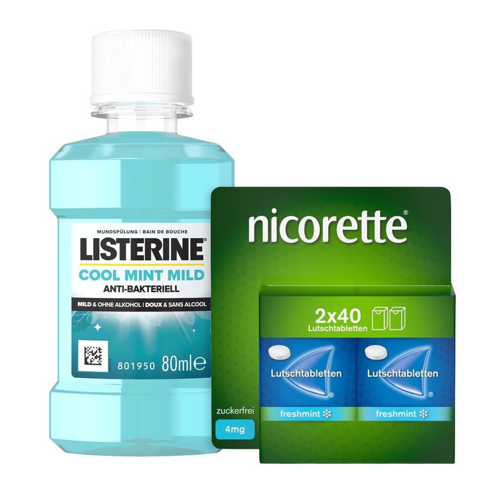 Nicorette Freshmint 4mg + Listerine 1 Set
