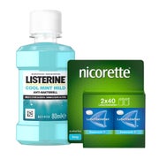 Produktabbildung: Nicorette Freshmint 4mg + Listerine 1 Set