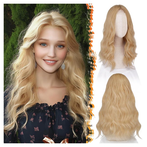 Mittellange Blond Lockige Perücke 46cm - Hitzebeständig - Co 1 St