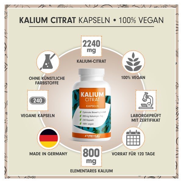 ProFuel - Kalium Kapseln 2240mg Kaliumcitrat 240 St