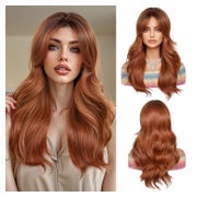 Lange Ombre Auburn Perücke mit Pony Natürliches Synthetik-Ha 1 St