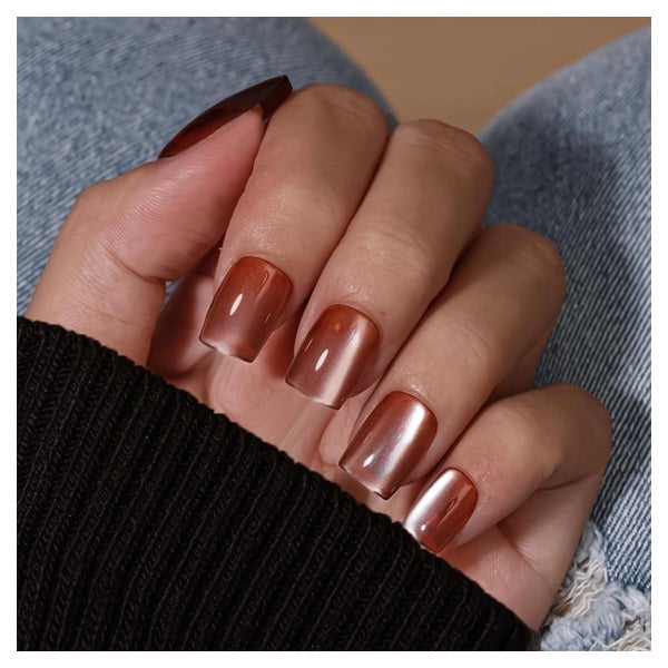 Fingernägel Press On Cat Eye Kurz Glitzer Sarg Kleber 30 Hel 1 St