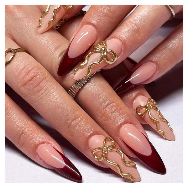 Kunstnägel 24 Stück Stiletto French Nude selbstklebend 3D-Sc 1 St