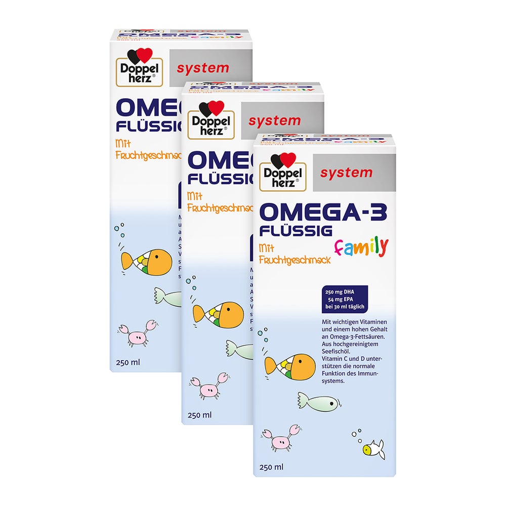 Doppelherz® system Omega-3 family Dreierpack 3X250 ml