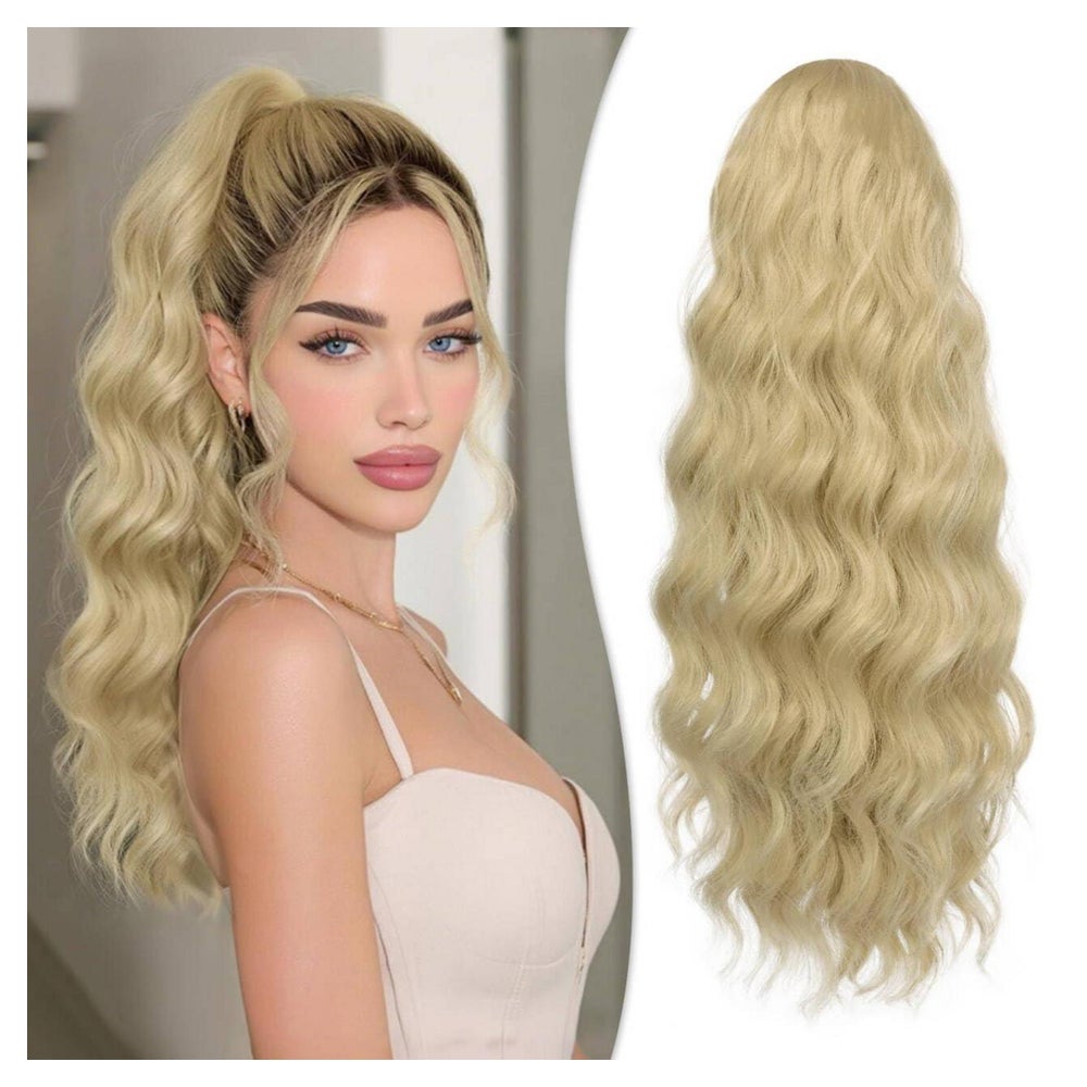 Haarteil Pferdeschwanz Clipin Lockig 50 CM Warmes Blond mit 1 St