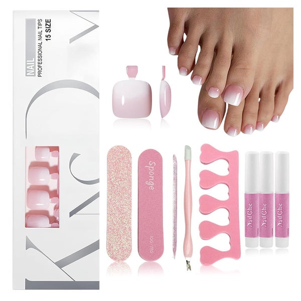 Fußnägel 120 Kit 15 Größen Zehennägel DIY pink 1 ml (1er Pac 1 St
