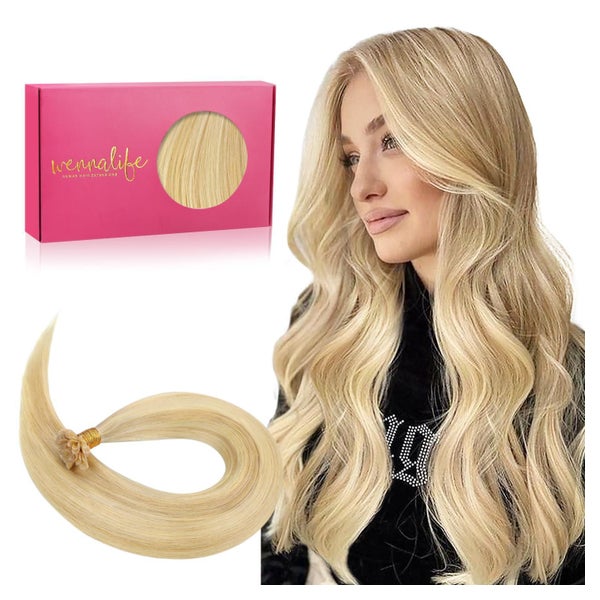Echthaar 45cm-50s 1-U Tip#16 22 Hellblond Highlights Goldblo 1 St