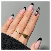 Falsche Nägel Acryl Rosa Mandel Aufkleben 24Pcs Schwarzes He 1 St