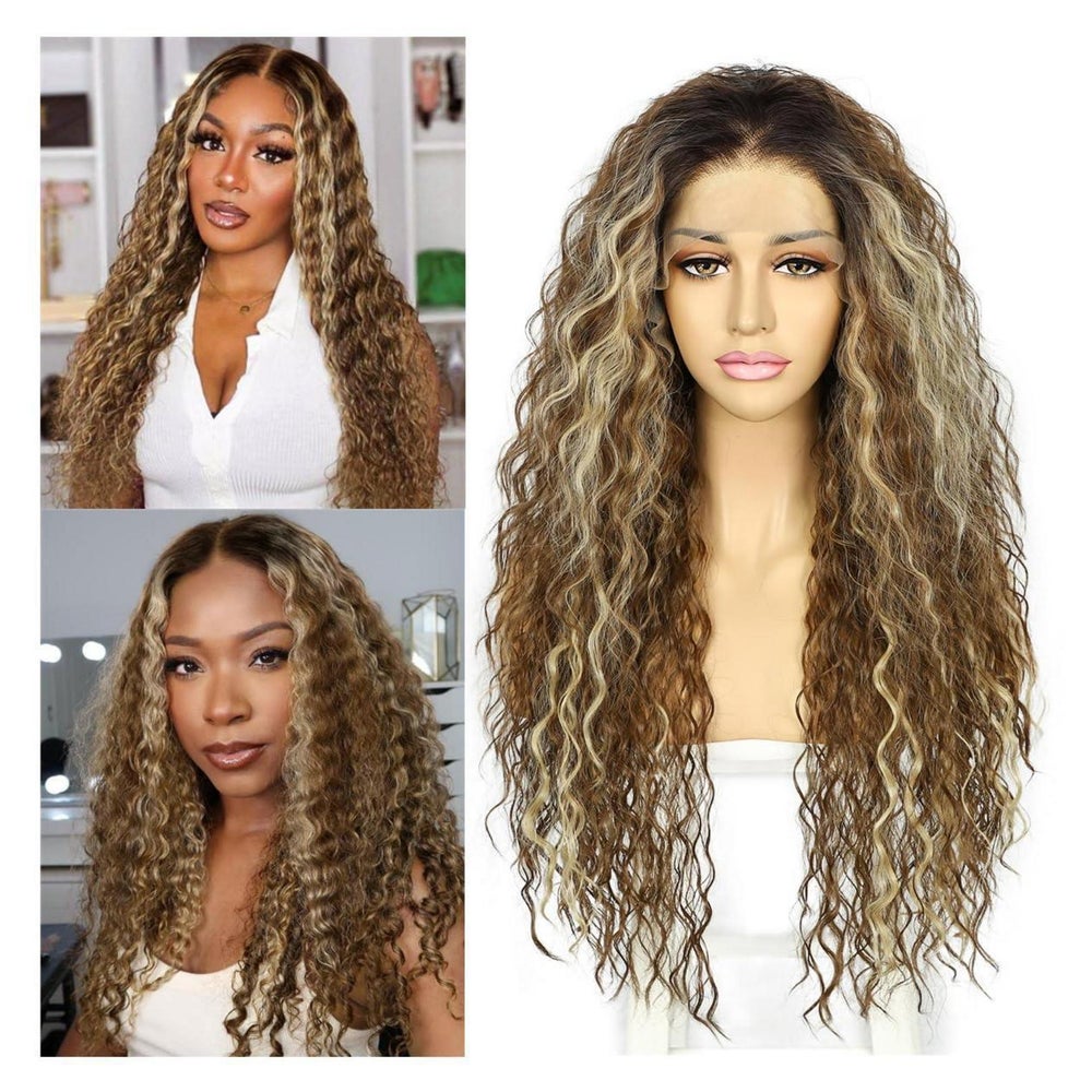 Perücke lockig Lacefront synthetisch 13x3 26inch Frauen Ombr 1 St
