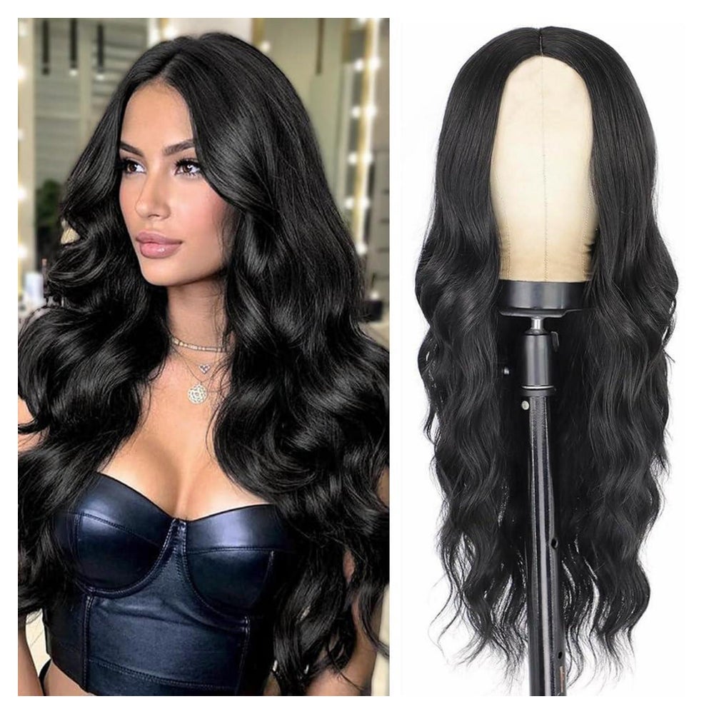 Perücke Damen lang schwarz lockig gewellt 66 cm synthetisch 1 St