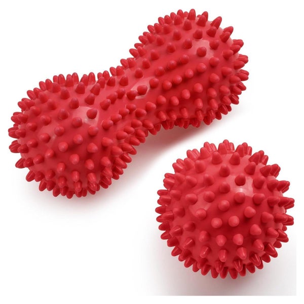 Faszienball 2er Igelball hart Noppen Rücken Nacken Füße Rot 1 St