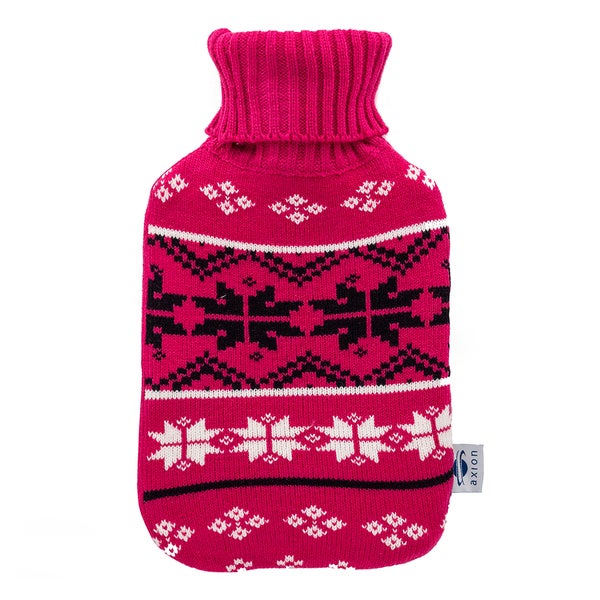 axion® Wärmflasche mit Bezug pink | einseitig Strickmuster 1 St
