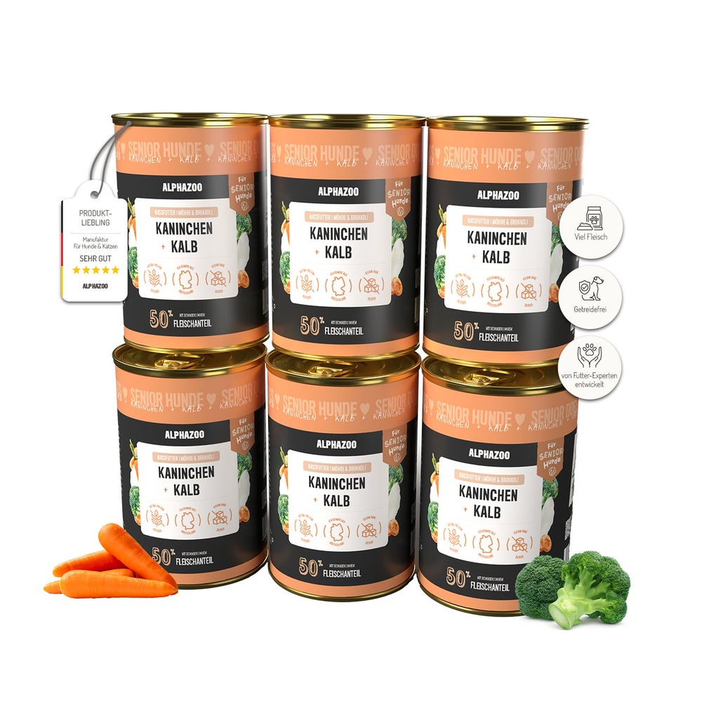 Kaninchen + Kalb für Senior für Hunde 6er 2400 g