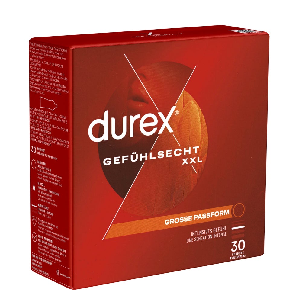 Gefühlsecht XXL Kondome – 30 extra große Kondome mit Easy-On (30 Kondome) 30 St
