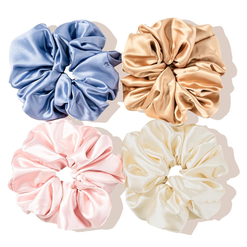 Lolalet Große Seide Scrunchies Haargummis Damen Satin 4 Farb 1 St