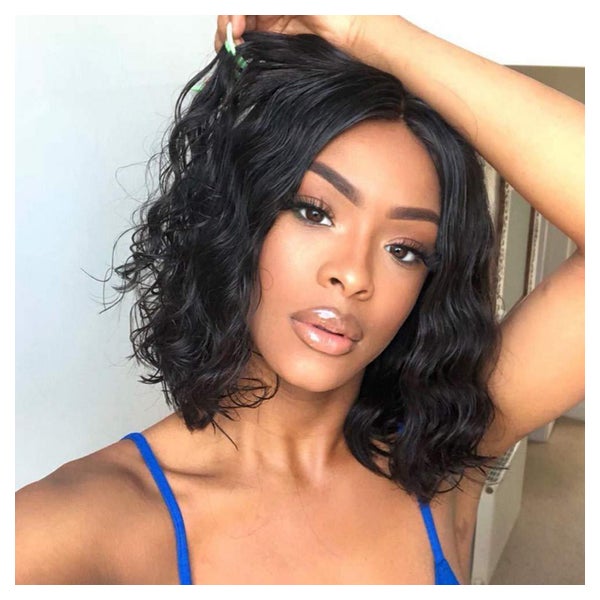 Perücke Schwarz Damen Kurz Bob Locken Afro Mittelteil blacks 1 St