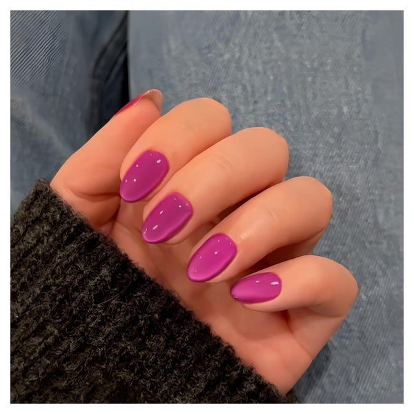 Fake Nails Kurz Oval Mandel Cat Eye Fuchsia Chrome Glas Heiß 1 St