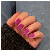 Fake Nails Kurz Oval Mandel Cat Eye Fuchsia Chrome Glas Heiß 1 St