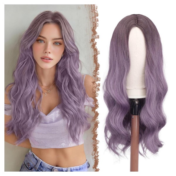 Perücke lange lockige lila 60 cm Ombre Lila 22 cm x 4.5 cm 1 St