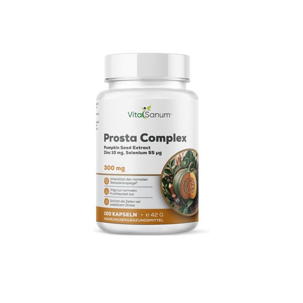 VitaSanum® Prostata-Komplex – 1 Kapsel Tagesportion mit Kürbiskernextrakt, Zink & Selen 42 g