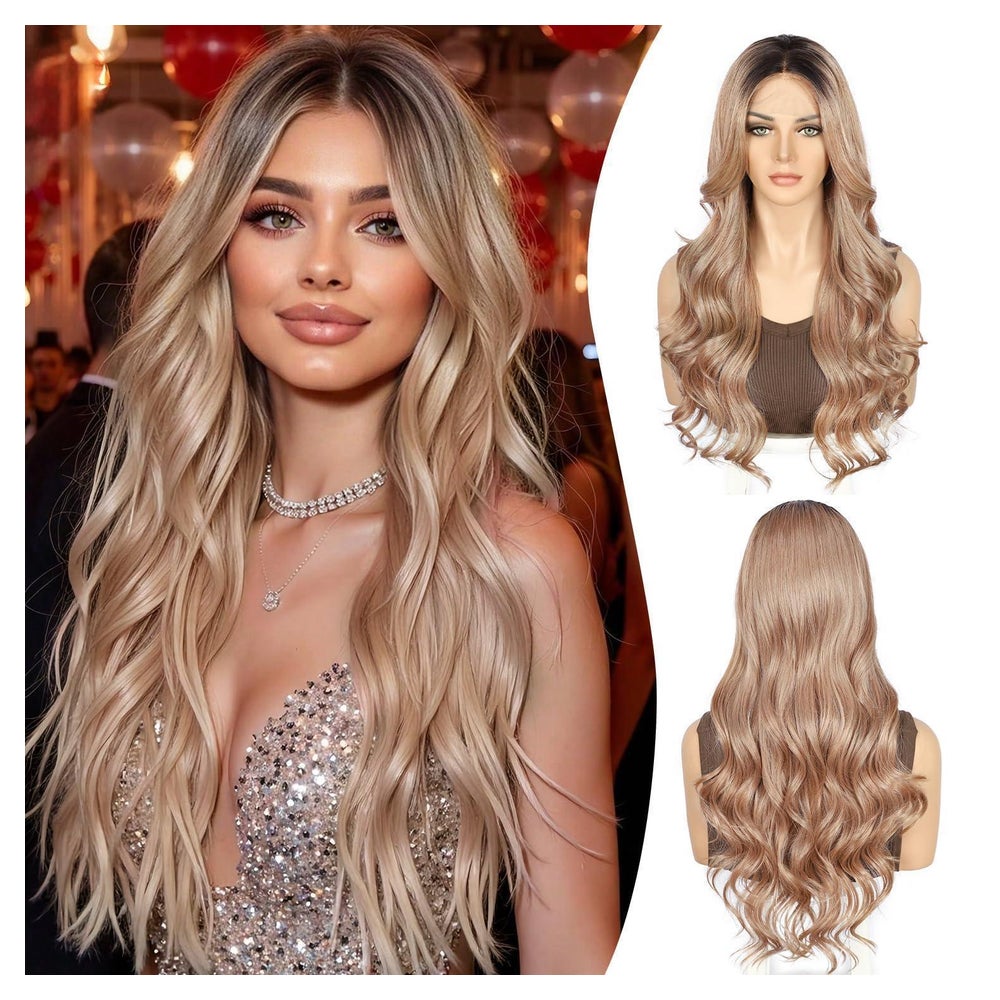 Perücke Lacefront Körperwelle Balayage Damen 26 Inch Rosegol 1 St