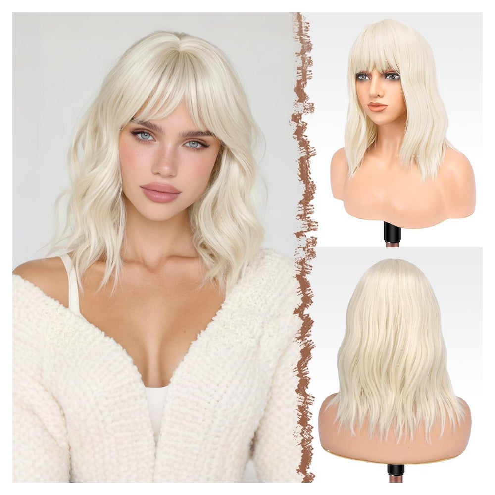 Perücke Wellig Bob Pony Schulterlänge Damen Synthetik 35cm P 1 St