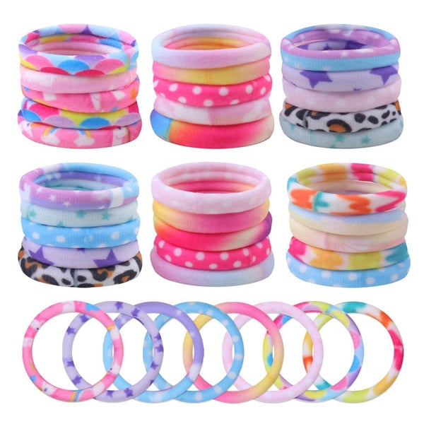 30 Stück Bunte Haargummis Damen Mädchen Nylon Zopfgummis Loc 1 St