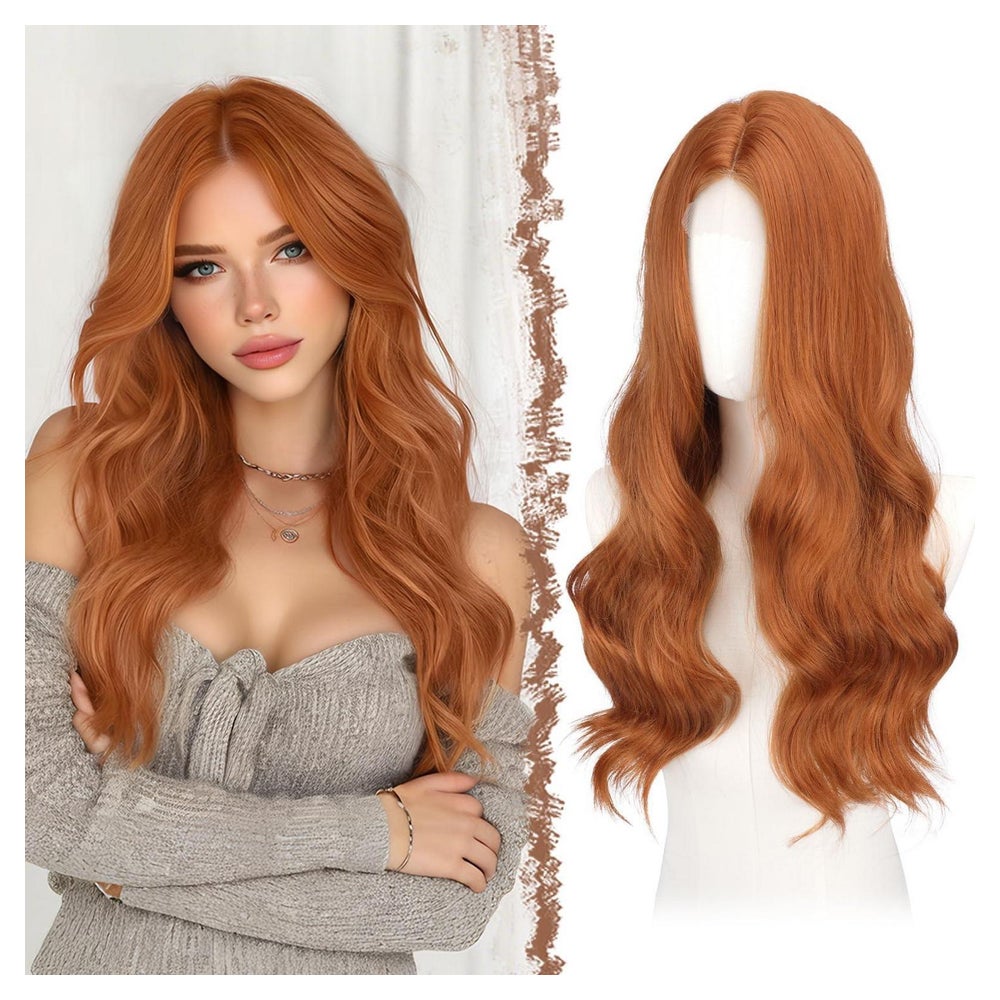 Perücke Damen Spitzenfront Wellig 60cm Auburnrot-L 60 cm wit 1 St