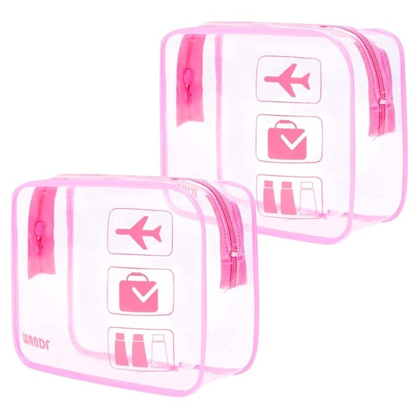 Kulturbeutel Transparent Flüssigkeiten Handgepäck Rosa 2 Pac 1 St