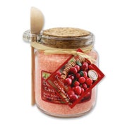 Badesalz Cranberry im dekorativen Glas mit Holzlöffel 300 g
