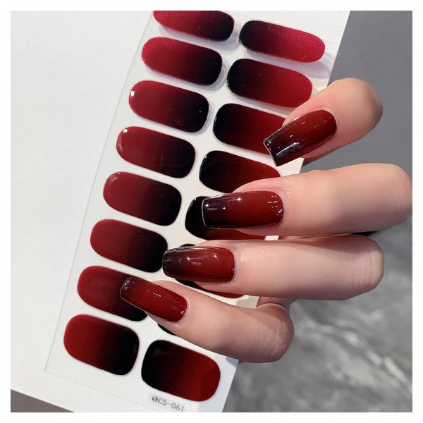 Nagelfolien Selbstklebend 16Stk Schwarz Rot Glitzer Rot Farb 1 St