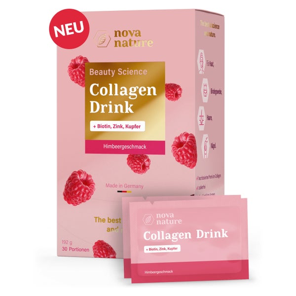 NovaNature Beauty Collagen Drink mit Himbeergeschmack 30 St