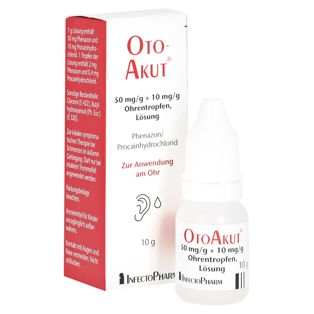 Otoakut 50 mg/g + 10 mg/g Ohrentropfen L 10 g