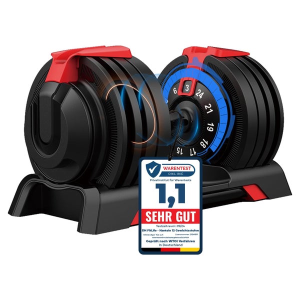 DH FitLife 2er-Set 12-in-1 Verstellbare Hantel 3-24kg