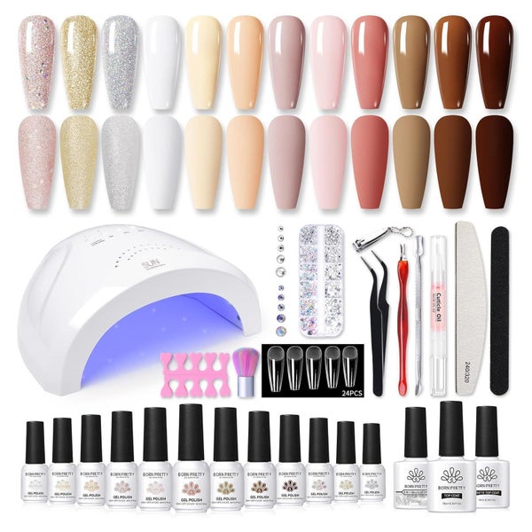 Nagellackset UV Lampe 48W 47PCS Gel Gelnägel Silber 12 Color 1 St
