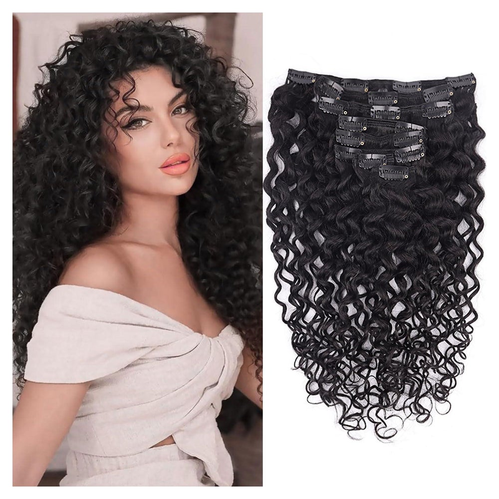 Haarverlängerung Clip Extensions 24 INCH Natürliches Schwarz 1 St